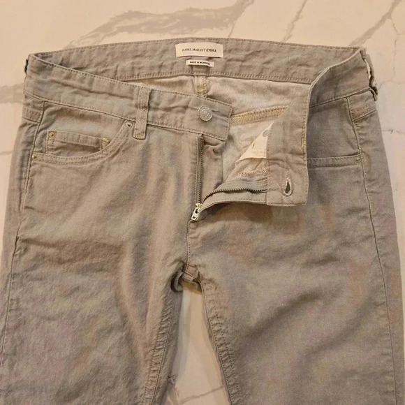 Isabel Marant Linen Cotton Preppy Straight Leg Pants Jeans Gray Womens Size 6 - Picture 5 of 10